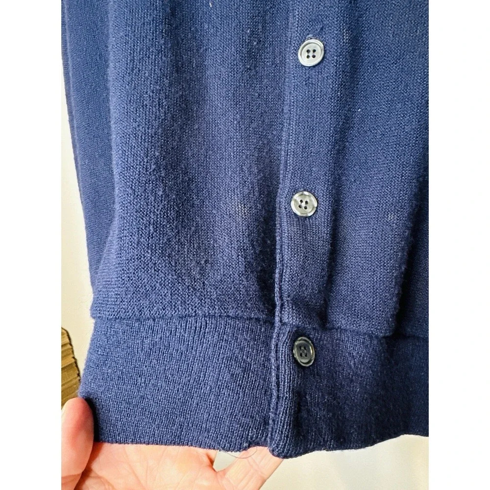Vintage Lacoste Izod Cardigan Sweater Mens M Navy Blue Button Front Croc